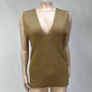 Brochu Walker Sleeveless Sweater Tank Top Knit Blouse Bronze Rayon Acrylic